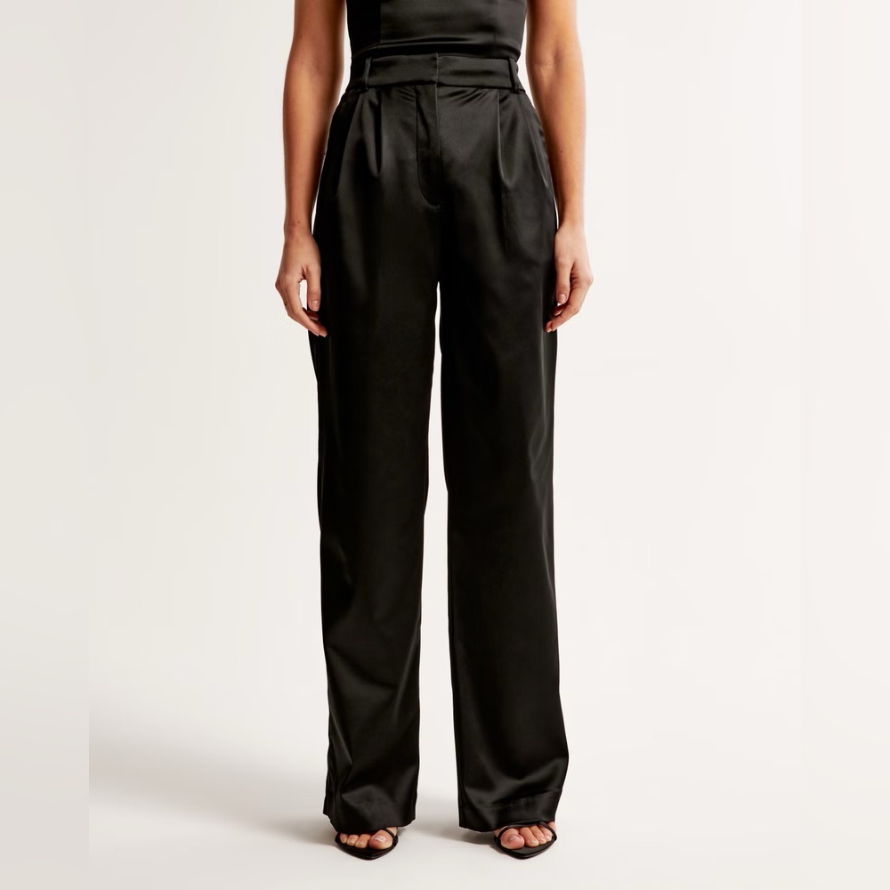 Abercrombie & fitch Sloane high waisted tailored pants black satin size 29 NWT